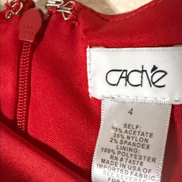 Cache Strapless Red Ruched Sheath Dress - Picture 5 of 13